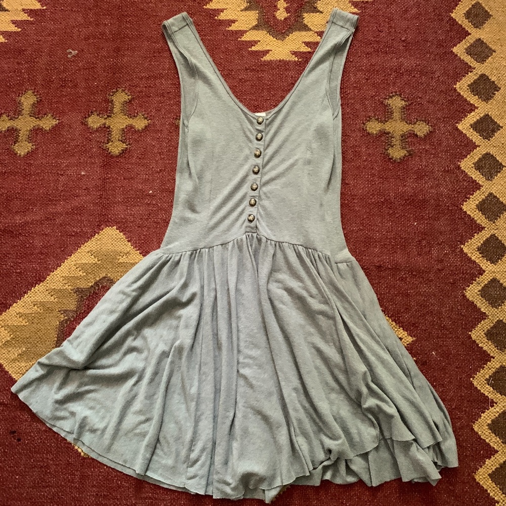 Grey Buttoned Free People Jersey Dress